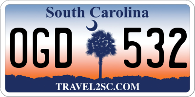 SC license plate OGD532