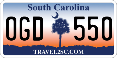 SC license plate OGD550