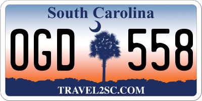 SC license plate OGD558