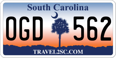 SC license plate OGD562