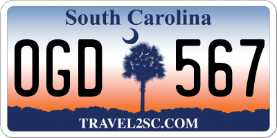 SC license plate OGD567