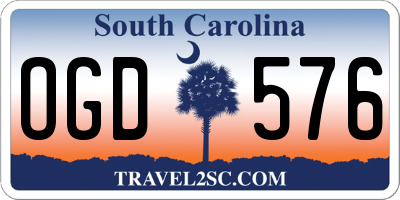 SC license plate OGD576
