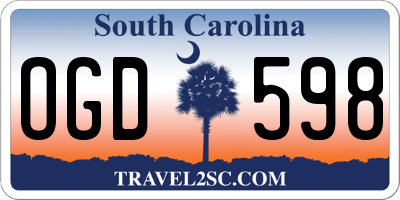 SC license plate OGD598