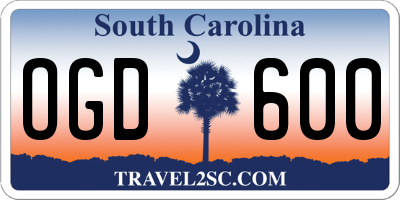 SC license plate OGD600