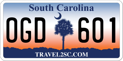 SC license plate OGD601