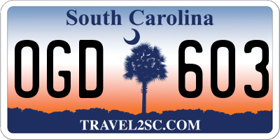 SC license plate OGD603