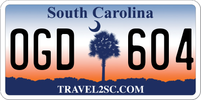 SC license plate OGD604