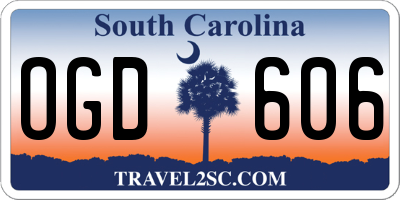 SC license plate OGD606