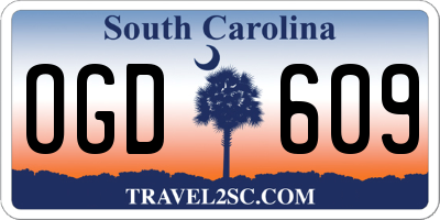 SC license plate OGD609