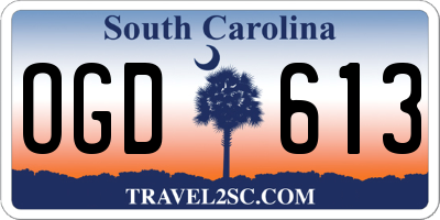 SC license plate OGD613