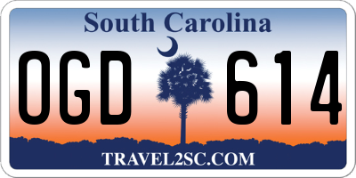 SC license plate OGD614