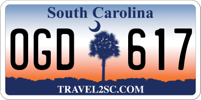 SC license plate OGD617