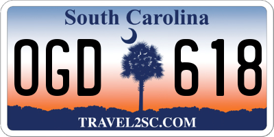 SC license plate OGD618