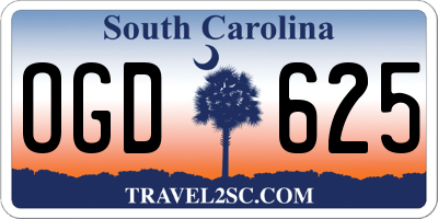 SC license plate OGD625