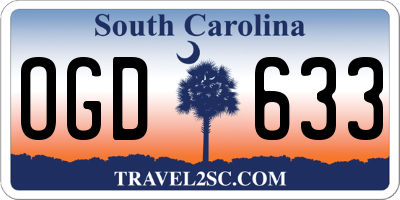 SC license plate OGD633