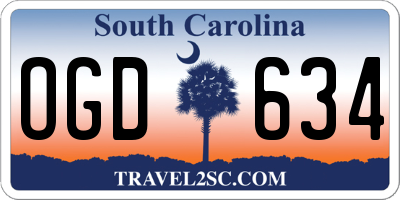 SC license plate OGD634