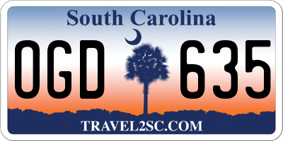 SC license plate OGD635