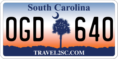 SC license plate OGD640