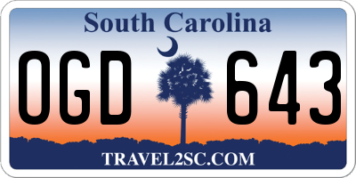SC license plate OGD643