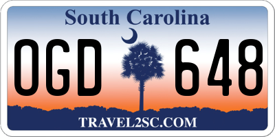 SC license plate OGD648