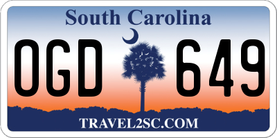 SC license plate OGD649