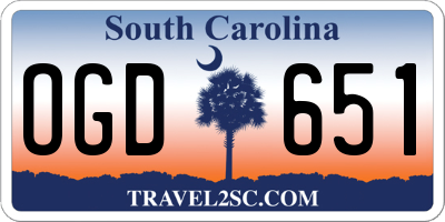SC license plate OGD651