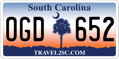 SC license plate OGD652