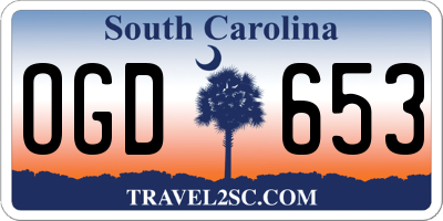 SC license plate OGD653