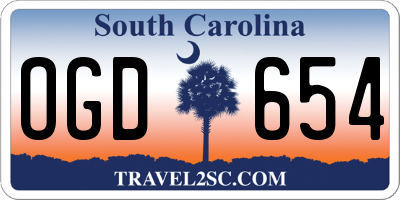 SC license plate OGD654