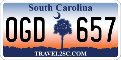 SC license plate OGD657
