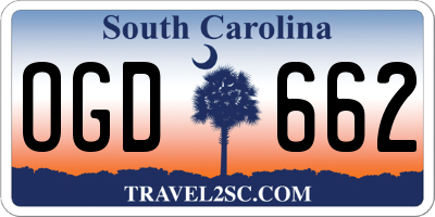 SC license plate OGD662