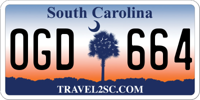 SC license plate OGD664