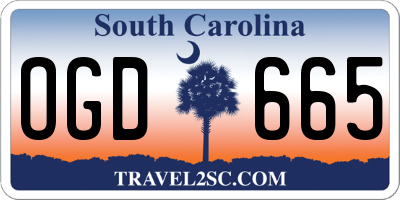 SC license plate OGD665