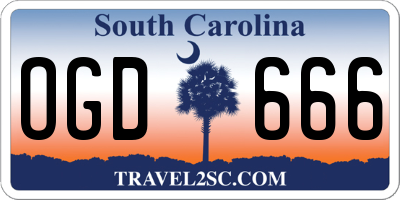 SC license plate OGD666