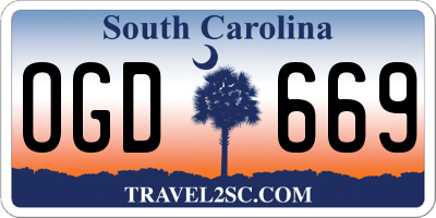 SC license plate OGD669