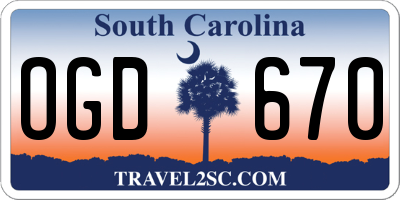 SC license plate OGD670