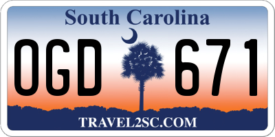 SC license plate OGD671