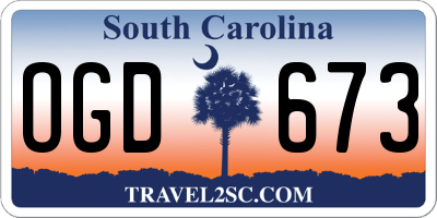 SC license plate OGD673