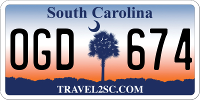 SC license plate OGD674