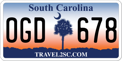 SC license plate OGD678