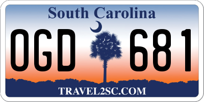 SC license plate OGD681