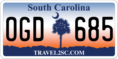 SC license plate OGD685