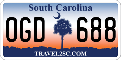 SC license plate OGD688