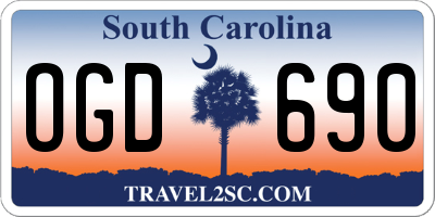 SC license plate OGD690