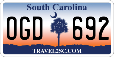SC license plate OGD692