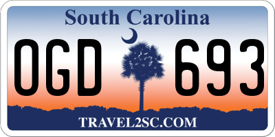 SC license plate OGD693