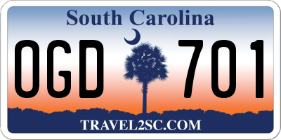 SC license plate OGD701
