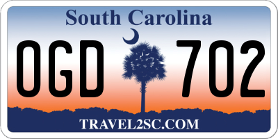 SC license plate OGD702