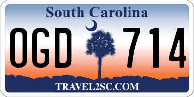 SC license plate OGD714