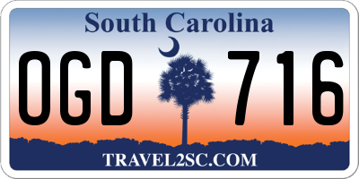 SC license plate OGD716